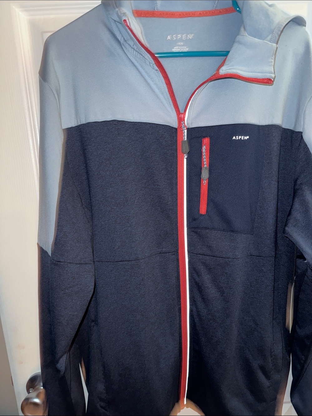 ASPEN Two-Tone Light Gray & Navy Lightweight Zip Jacket - Picture 3 of 3